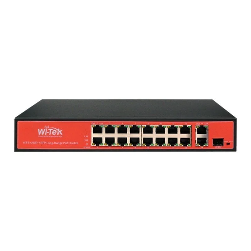 WI-PS518G 16FE+2GE+1SFP Ports 48V PoE Switch with 16-Port PoE