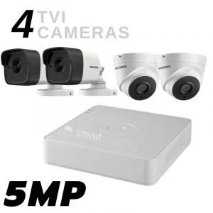 4 camera 5MP Extreme HD TVI Security System Outdoor and Indoor with 1 TB HDD complete kit