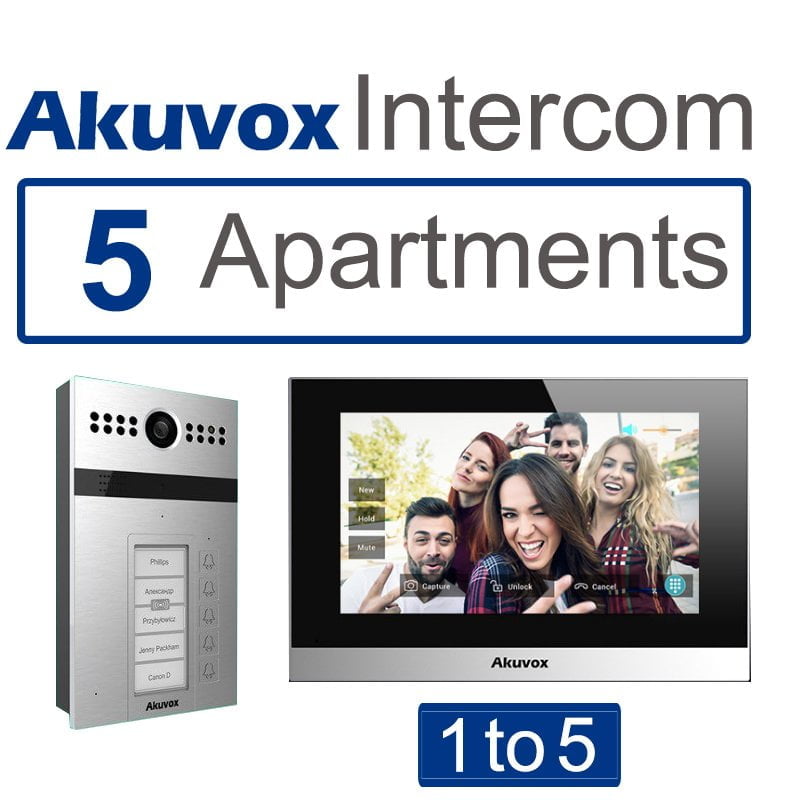 This is a picture of Akuvox 5 apartments Video intercom SIP with mobile App provided by Smart Security in Lebanon