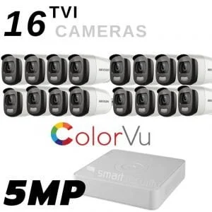 Colored Night Vision 16 Extreme HD camera TVI 2MP Security System Outdoor and Indoor with 2T HDD complete kit