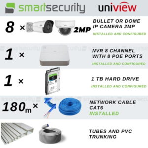 8 IP SECURITY CAMERAS 2MP Full HD Full Installation Package